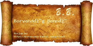 Borvendég Bennó névjegykártya